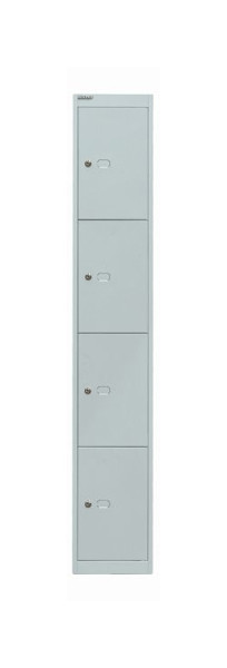 Bisley kantoorlockerkast, 1 vak, 4 vakken, lichtgrijs, CLK184645