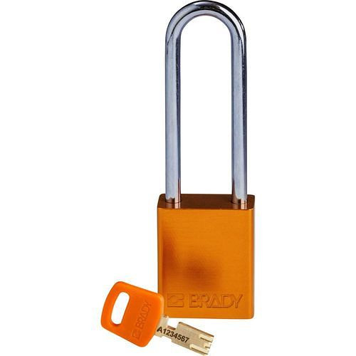 Brady hangslot SafeKey, aluminium heldere beugelhoogte 76,20 mm, oranje, 311996
