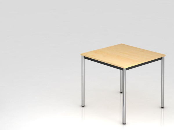 Hammerbacher vergadertafel rond onderstel 80x80 esdoorn/chroom, rechthoekige vorm, VDR08/3/C