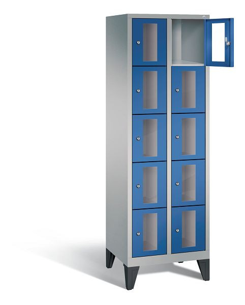 C+P lockerkast Classic, H1850xW610xD500mm, kleur: wit aluminium / gentiaanblauw, 8010A205 S10012