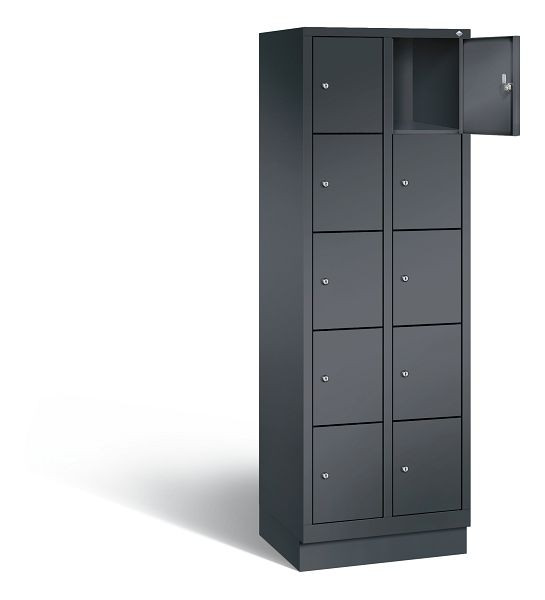 C+P lockerkast Evolo, H1800xB610xD500mm, kleur: zwart-grijs, 48020-205 S10046