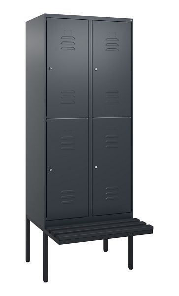 C+P dubbeldekskast Classic PLUS, 2 compartimenten, 2120x800x815mm, 7016/7016, cilindersloten, zwevende zitting, 0803407-22 S10027