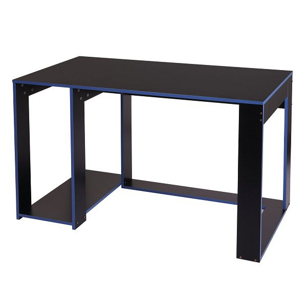 Mendler bureau HWC-J26, computerbureau bureautafel, 120x60x76cm, zwart-blauw, 75840