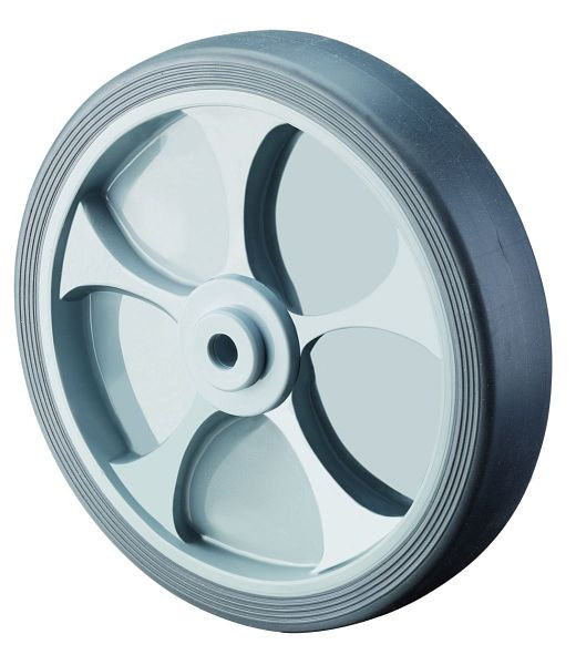 BS Rollen rubberen wiel, wielbreedte 32 mm, wiel-Ø 100 mm, draagvermogen 110 kg, thermoplastische grijze banden, kogellagers, verpakking van 8, A85.104