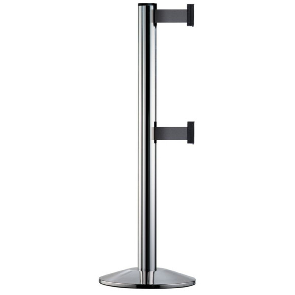 Stein HGS HGS personengeleidingssystemen -Beltrac Classic Double-, verrijdbaar, geborsteld chroom, zwart, met standaard riemeindstukken, 11253-sa202