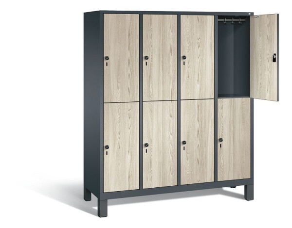C+P locker 2-laags Evolo, H1850xB1590xD500mm, kleur: antracietgrijs / decor Sen ash, 48310-42 S10280