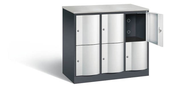 C+P lockerkast Resisto, H1077xB1148xD540mm, kleur: zwartgrijs/lichtgrijs, 8472-372 S10140