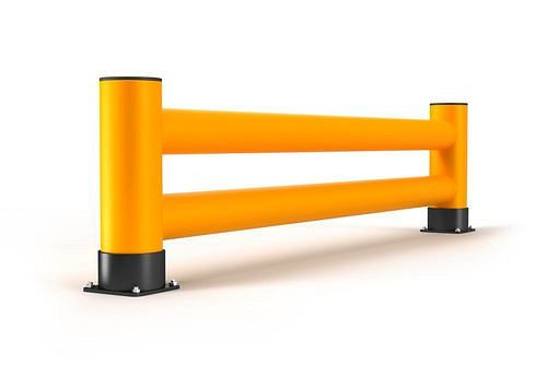 Ampere plankeindbescherming van kunststof, dubbele plank, B 1200 mm, geel/zwart, 304881