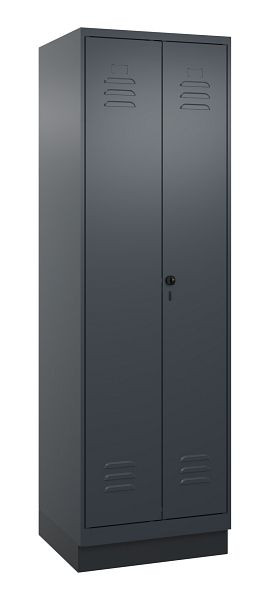 C+P Umkleidespind Classic PLUS, Doppel-Spind, Sockel, 2 Abteile, 1950x600x500mm, 7016/7016, Drehriegel, 080022-20P S10012
