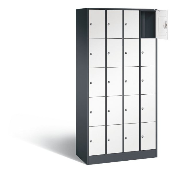 C+P lockerkast serie 8070, H1950xB900xD480mm, kleur: zwartgrijs / verkeerswit, 80700-40 S10412