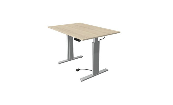 Kerkmann zit/sta tafel Move 3 zilver, B 1200 x D 800 mm, elektrisch in hoogte verstelbaar van 720-1200 mm, esdoorn, 10231750