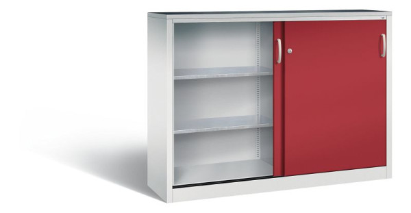 C+P schuifdeurkast Acurado, H1200xB1600xD400mm, kleur: lichtgrijs/robijnrood, beugelgreep, 2147-09 S10022