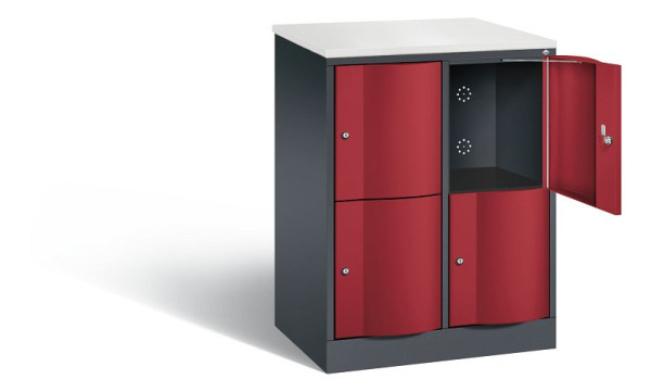 C+P lockerkast Resisto, H1077xW772xD540mm, kleur: zwartgrijs/robijnrood, 8472-272 S10068