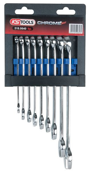 KS Tools CHROMEplus ringsteeksleutelset, haaks, 9-delig, 518.0640