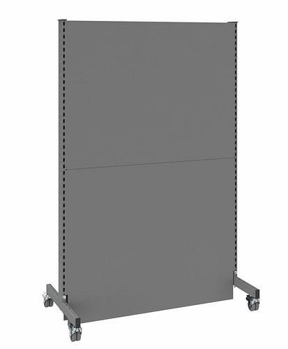 DENIOS mobiele akoestische scheidingswand, basisveld, B 1250, H 2000 mm, eenzijdige akoestische geperforeerde plaat, grijs, 293064