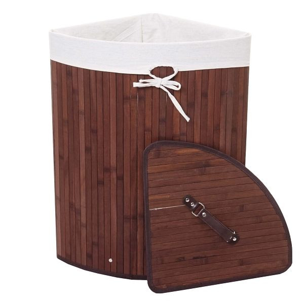 Mendler hoekwasmand HWC-C21, Wasmand wasmand wasmand, bamboe 61x48x35cm 50l, bruin, 61140