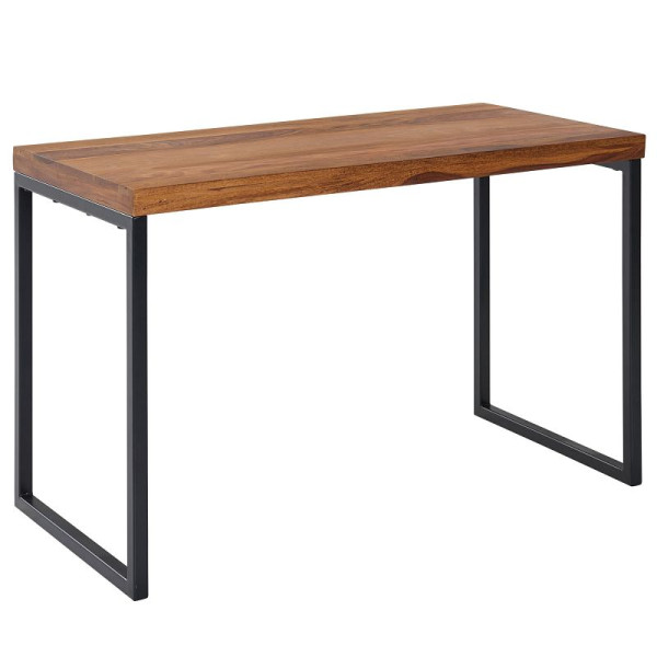Wohnling bureau sheesham massief hout / metaal 117x59x76,5 cm computertafel, design kantoortafel klein donker, laptoptafelstudie, WL6.518