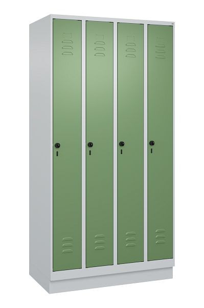 C+P Umkleidespind Classic PLUS, Sockel, 4 Abteile, 1950x1000x500mm, 7035/6011, Drehriegel, 080020-49 S10006