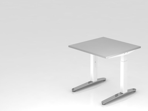 Hammerbacher bureau C-poot 80x80cm grijs/wit, gepolijst, rechthoekige vorm, VXB08/5/WC