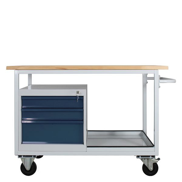 ADB Mobiele Eko werkbank "tafelwagentype" met 3 laden en plank, RAL7035/7016, 42923