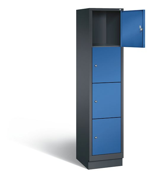 C+P lockerkast Evolo, H1800xB420xD500mm, kleur: zwartgrijs / gentiaanblauw, 48020-124 S10108