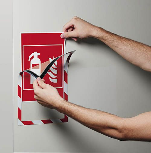 Bedrunka + Hirth Magnetic Frame Security A4, zak à 5 stuks, rood/wit, 4945-132