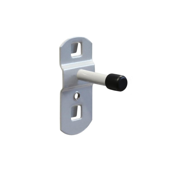 ADB gereedschapshouder met recht haakuiteinde, geschikt voor eurogaten (10x10 mm / 38x38 mm), Ø: 6mm, kleur: aluminium, RAL 9006, 25mm, 23109