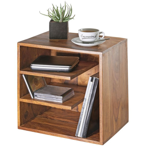 Wohnling bijzettafel SURnar 43 x 43 x 30 cm Sheesham massief hout design, WL5.676