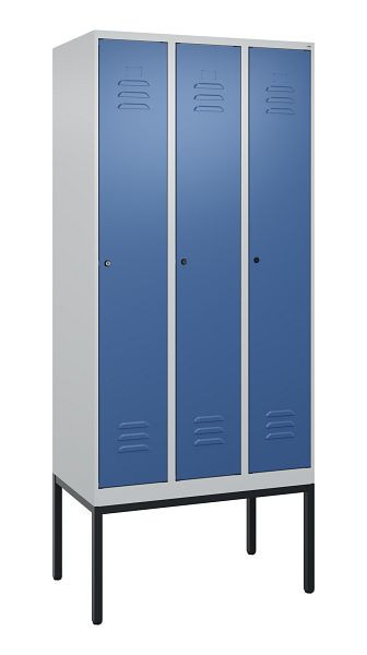 C+P luierkastje Classic PLUS met middenwand, frame, 3 vakken, 2120x900x500mm, 7035/5023, cilindersloten, 0800307-30F S10020