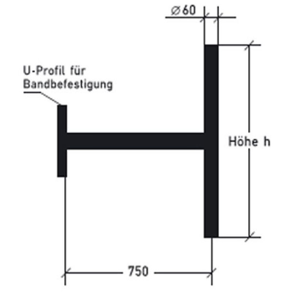 Stone HGS beugel voor bandbevestiging, zonder dwarspaal/breedte 900mm, alpbb090