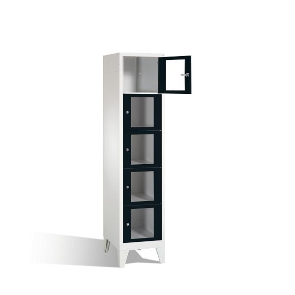 C+P lockerkast Classic, H1850xB420xD500mm, kleur: lichtgrijs / zwartgrijs, 8010A125 S10005