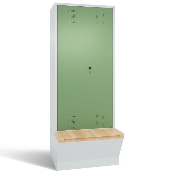 C+P zwart-wit lockerkast Evolo, H2090xB810xD815mm, kleur: lichtgrijs / resedagroen, 48056-22 S10022
