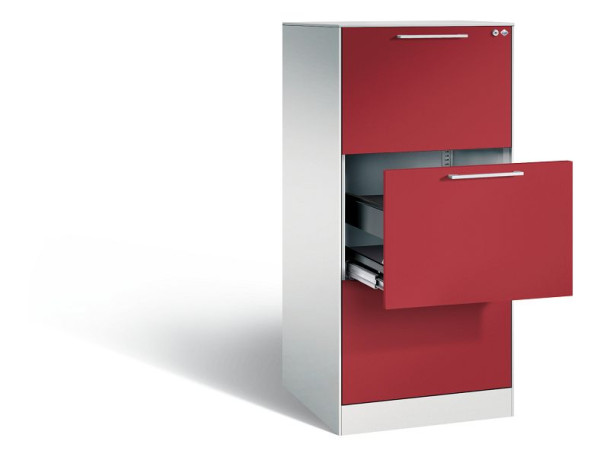 C+P hangarchiefkast Asisto, H1310xB562xD600mm, kleur: lichtgrijs/robijnrood, beugelgreep, 146224-301 S10087