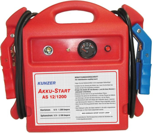 Kunzer startaccu draagbaar 12V 3100/1200A, AS 12/1200