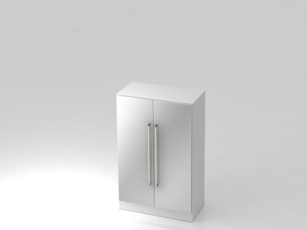 Hammerbacher kast 3OH met onderplaat chroomgreep wit/zilver, 80x42x127 cm (BxDxH), V7550/W/S/CE