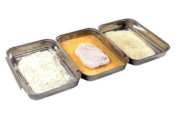 APS paneerset, 3-delig, 45,5 x 18 cm, hoogte: 2,5 cm, roestvrij staal 18/0, gepolijst, bestaande uit 3 kommen elk 18 x 15,5 cm, hoogte: 2,5 cm, 66904