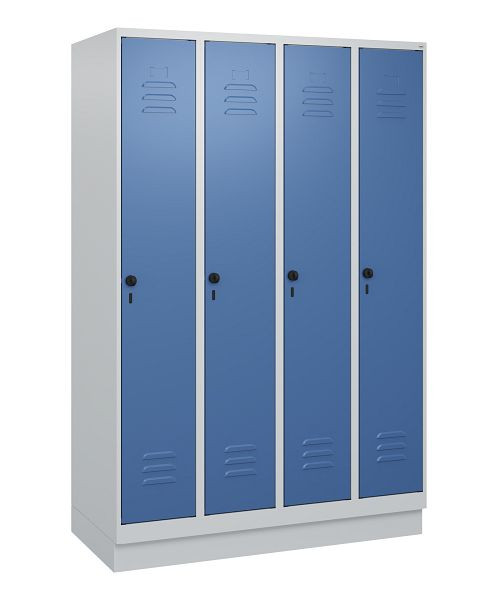 C+P Umkleidespind Classic PLUS, Sockel, 4 Abteile, 1800x1200x500mm, 7035/5023, Drehriegel, 0800207-40 S10005