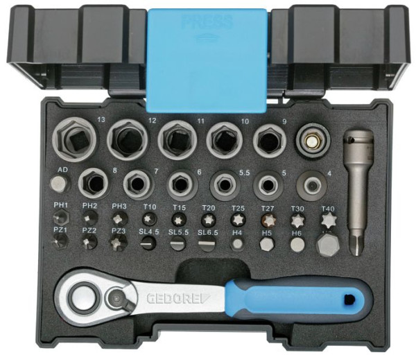GEDORE bitdopdoos met ratel 1/4" 35-delig, 2998211
