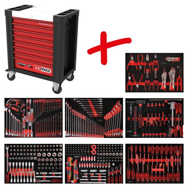 KS Tools PERFORMANCEplus werkplaatswagenset P10, met 399 gereedschappen en 7 laden, 810.7399