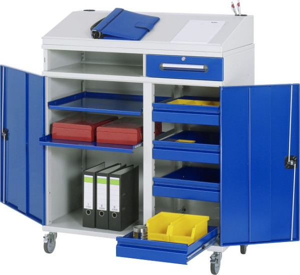 RAU zijkast sta bureau - model 06, B1100xD520xH1110/1220mm, inclusief set wielen, middensteun voor het verdelen van de inbouwbreedte, 07-1100T-M06F.11