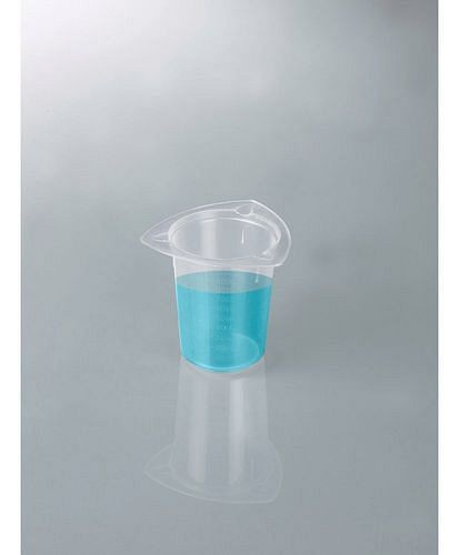 DENIOS universele maatbeker van PP, met schenktuit, 100 ml, VE: 48 stuks, 281-784