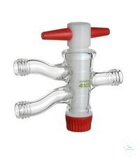 Rettberg tweewegklep (gepatenteerde klep) PTFE, NS 18,8/4 mm, aansluitingen schroefdraad GL 14, borosilicaatglas 3.3, 107000335