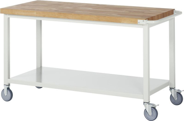 RAU verrijdbare werkbank 8000 - model 8000, B1500 x D700 x H880-1080 mm, systeemonderstel B1495 x D650 mm, legbord onder, diepte 650 mm, 05-8000-6-157B4H.12