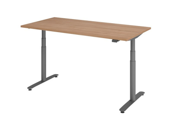 Hammerbacher zit-sta bureau elektrisch 160x80cm walnoot/grafiet, VXDLR16/N/G