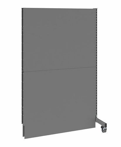 DENIOS mobiele akoestische scheidingswand, opzetpaneel, B 1250, H 2000 mm, eenzijdige akoestische geperforeerde plaat, grijs, 293076