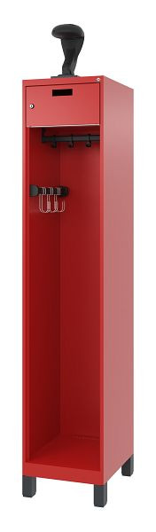 C+P Evolo brandweerkast, model PRAKTUS, 1 compartiment, H1950B400T500 mm, Vuurrood, Voeten, 0492015-12 S10008