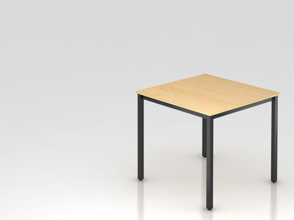 Hammerbacher vergadertafel 80x80cm esdoorn/zwart vierkant, rechthoekige vorm, VDQ08/3/D