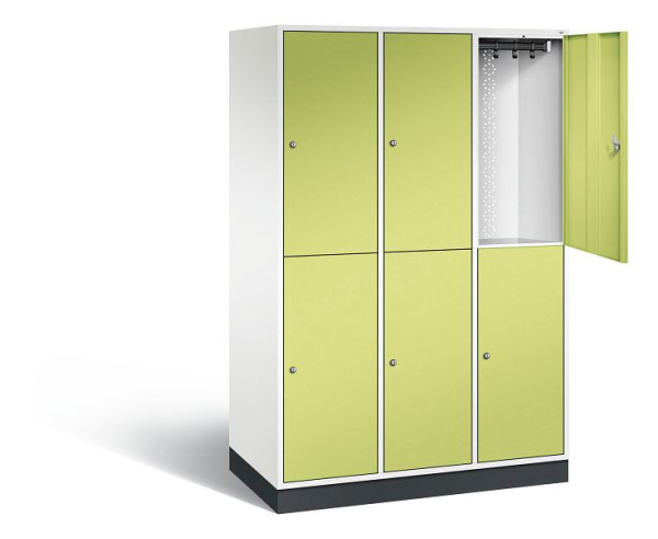 C+P locker, dubbellaags XL Intro, H1950xW1220xD590mm, kleur: verkeerswit / virid groen, 8270-303 S10069