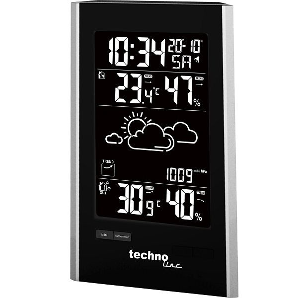 Technoline weerstation, radioklok DCF-77 met handmatige instelmogelijkheid, afmetingen: 113 x 186 x 47 mm, WS 9060