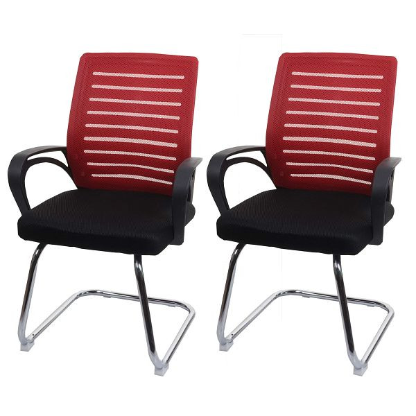 Mendler set van 2 vergaderstoelen HWC-K51, vrijdragende bezoekersstoel, 150kg draagvermogen stof/textiel, rood, 94535